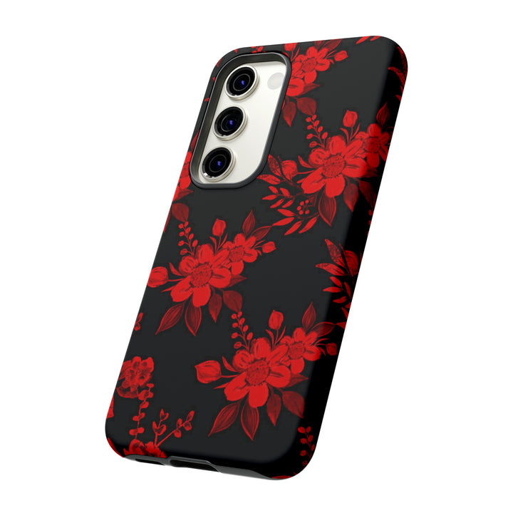 Cute Samsung Phone Case | Aesthetic Samsung Phone Case | Galaxy S23, S22, S21, S20 | Red Black Flowers, Protective Phone Case - Studio40ParkLane