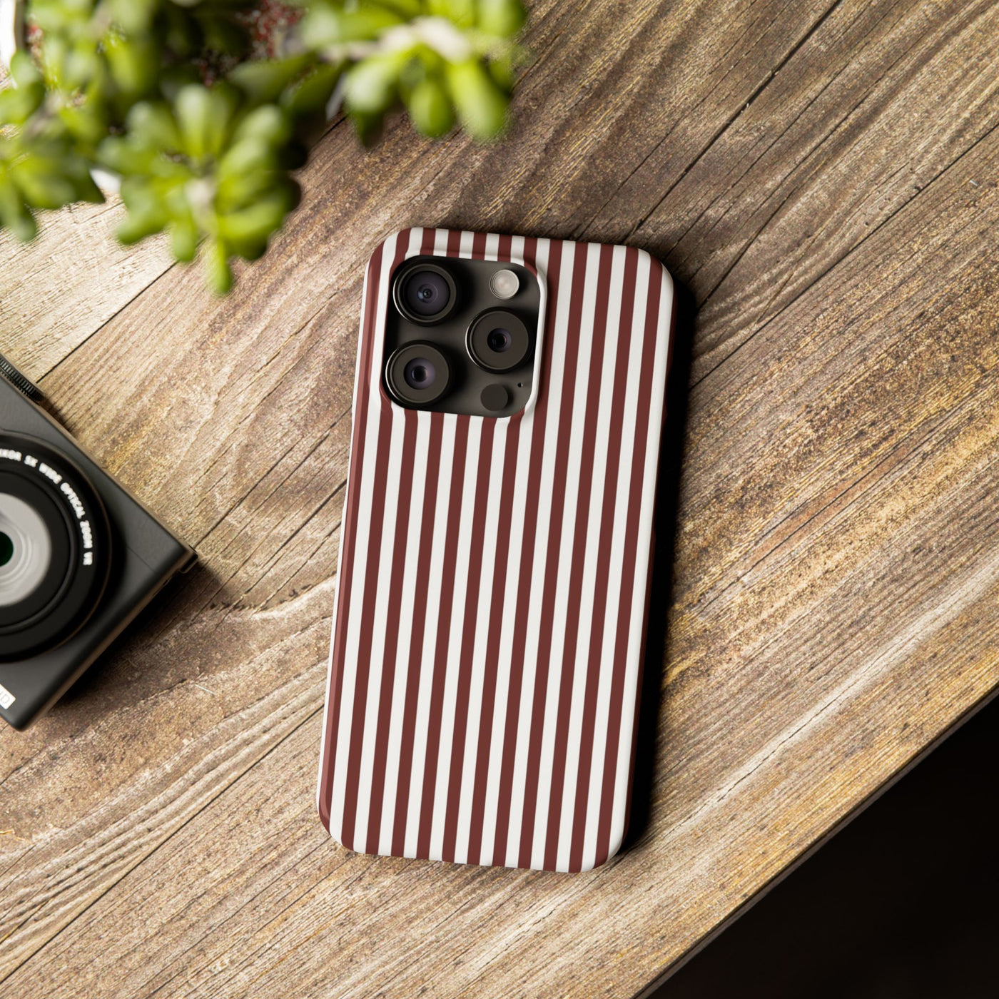 Slim Chocolate Brown Striped Cute Phone Case for Iphone 16 - | iPhone 15 Pro Max Case | iPhone 14 Case Iphone 13 12 11 10 9 8 7 Gift for Her - Studio40ParkLane