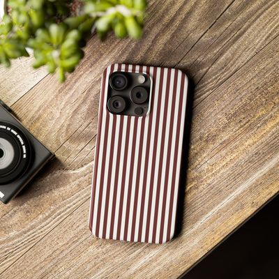 Slim Chocolate Brown Striped Cute Phone Case for Iphone 16 - | iPhone 15 Pro Max Case | iPhone 14 Case Iphone 13 12 11 10 9 8 7 Gift for Her - Studio40ParkLane