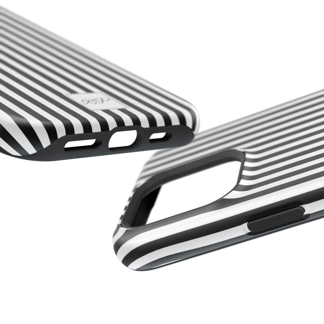 Custom Personalized Black White Striped Magsafe Phone Case for Iphone 17 - | iPhone 16 Pro Max Case | iPhone 15 Case Iphone 14 13 12 11 10 - Studio40ParkLane