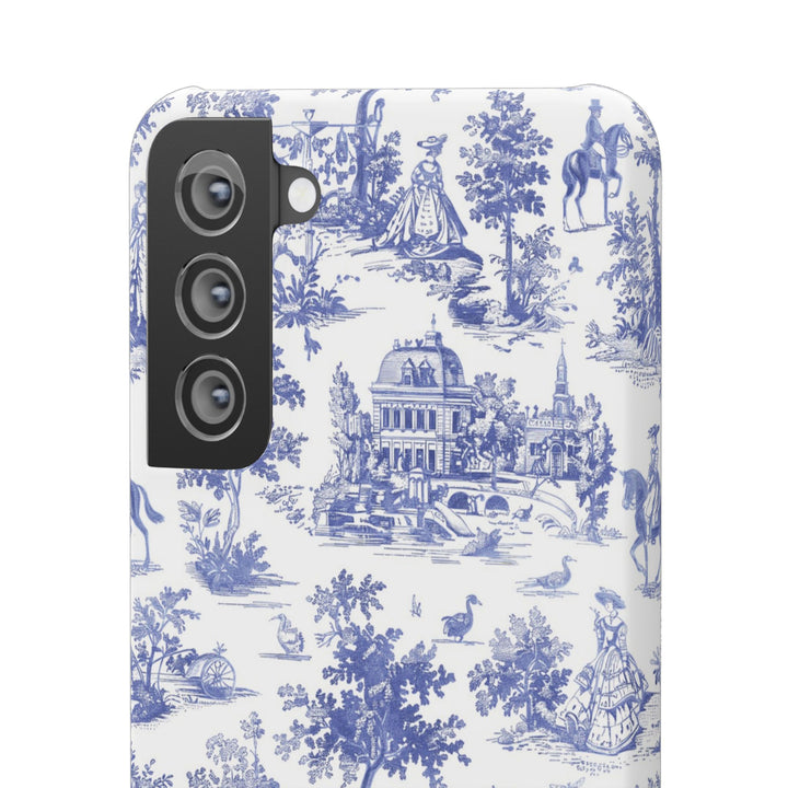 Sleek Snap Blue French Toile Cute Phone Case for iPhone 16 15 14 13 12 11 X Xs Max Xr Pro Plus Samsung Galaxy S24 S23 S22 S21 S20 Note Ultra