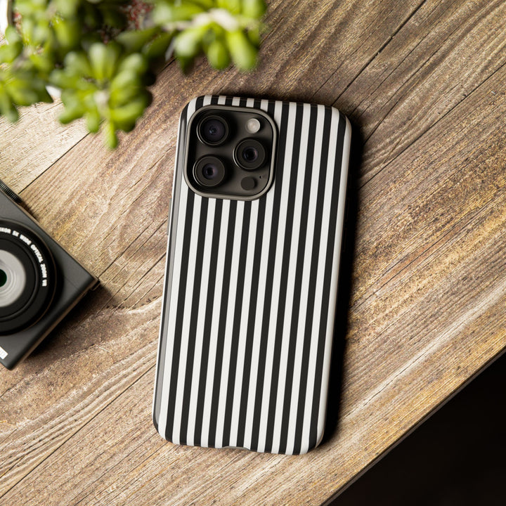 Tough Premium Black White Stripes Phone Case Gift for Her - For Apple iPhone 16 Pro Max 16e iPhone 15 Pro iPhone Iphone 14 Plus 13 Pro 12 SE XR - Studio40ParkLane