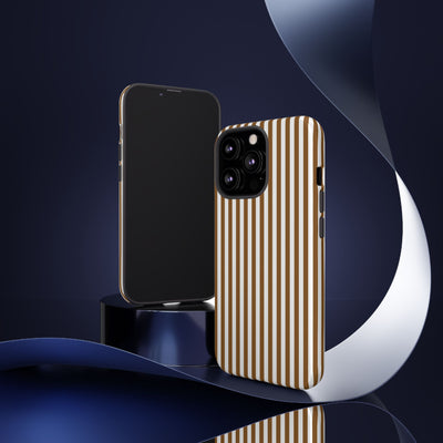 Tough Premium Mocca Brown Stripes Phone Case Gift for Her - For Apple iPhone 16 Pro Max 16e iPhone 15 Pro iPhone Iphone 14 Plus 13 Pro 12 SE XR - Studio40ParkLane