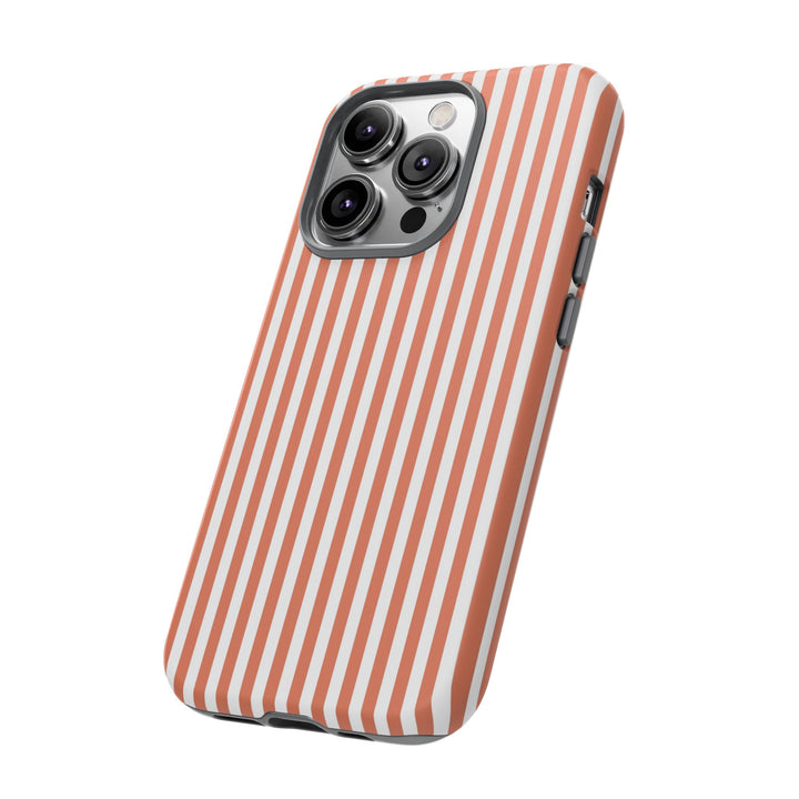 Tough Premium Peach Stripes Phone Case Gift for Her - For Apple iPhone 16 Pro Max 16e iPhone 15 Pro iPhone Iphone 14 Plus 13 Pro 12 SE XR - Studio40ParkLane
