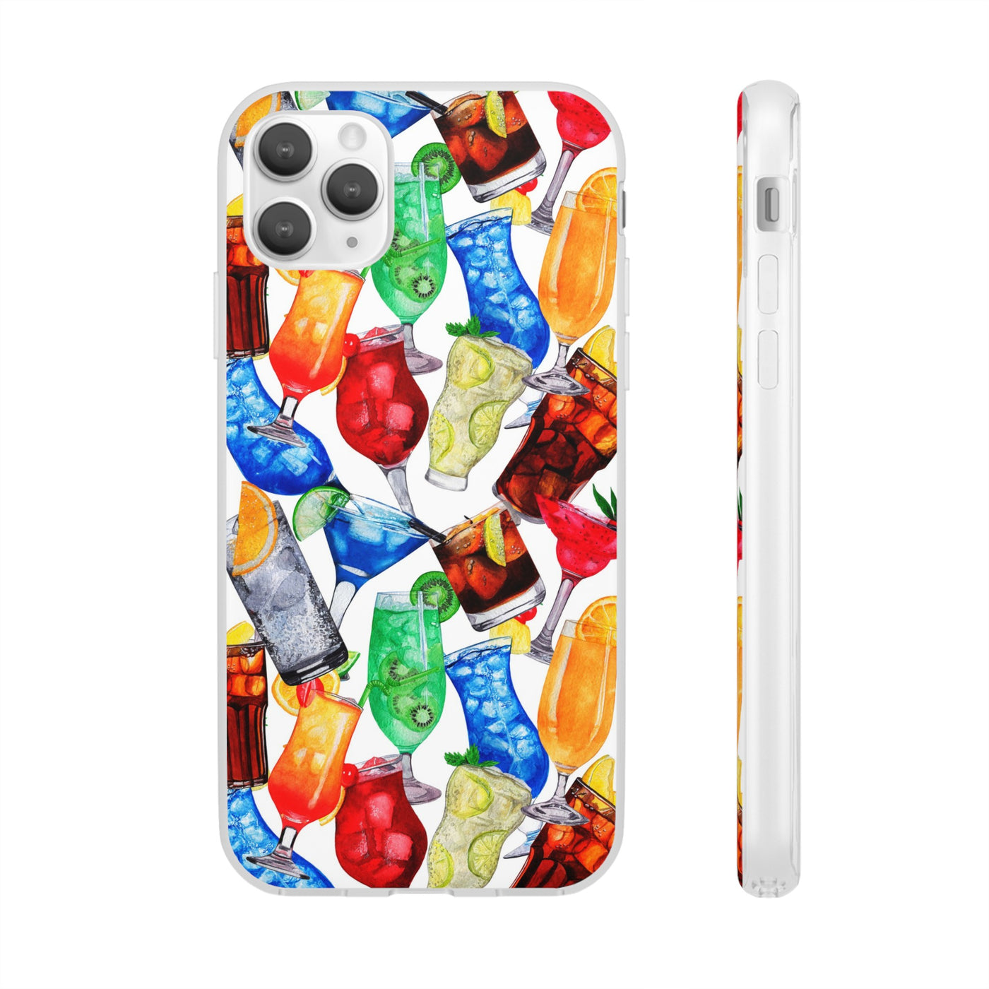 Cute Flexi Phone Cases, For Iphones and Samsung Galaxy Phones, Tropical Summer Fruit Cocktails, Galaxy S23 Phone Case, Samsung S22 Case, Samsung S21, Iphone 15, Iphone 14, Iphone 13