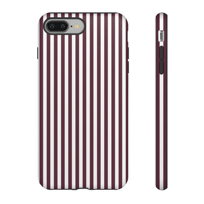 Tough Premium Burgundy Stripes Phone Case Gift for Her - For Apple iPhone 16 Pro Max 16e iPhone 15 Pro iPhone Iphone 14 Plus 13 Pro 12 SE XR - Studio40ParkLane