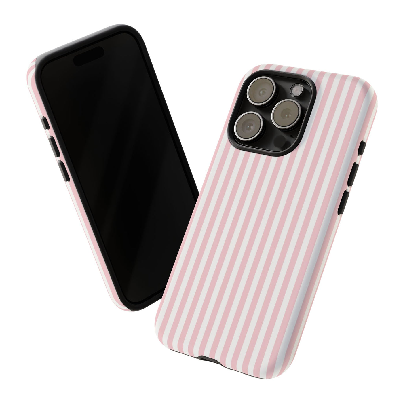 Tough Premium Sweet Pink Stripes Phone Case Gift for Her - For Apple iPhone 16 Pro Max 16e iPhone 15 Pro iPhone Iphone 14 Plus 13 Pro 12 SE XR - Studio40ParkLane