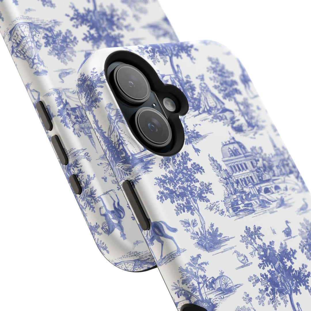 Blue Toile Magnetic Impact-Resistant Cute Phone Case for Iphone 16, iPhone 15 Pro Max Plus 14, 13, 12, 11 Gift for her - Studio40ParkLane