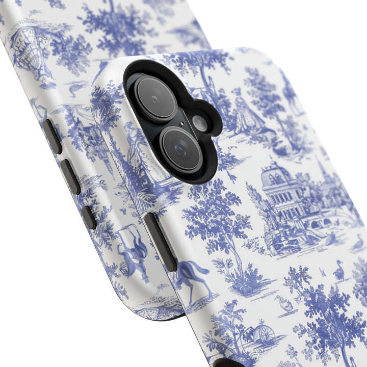 Blue Toile Magnetic Impact-Resistant Cute Phone Case for Iphone 16, iPhone 15 Pro Max Plus 14, 13, 12, 11 Gift for her - Studio40ParkLane