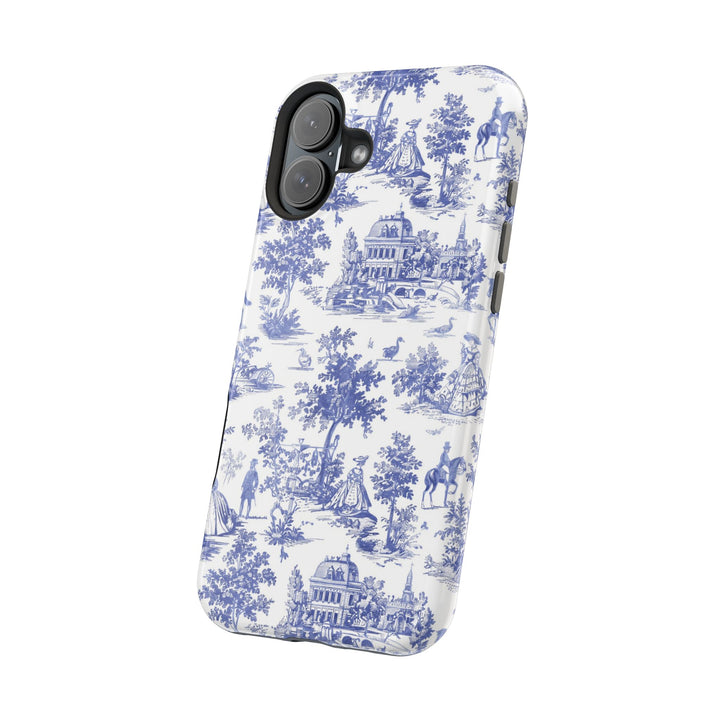 Blue Toile Magnetic Impact-Resistant Cute Phone Case for Iphone 16, iPhone 15 Pro Max Plus 14, 13, 12, 11 Gift for her - Studio40ParkLane
