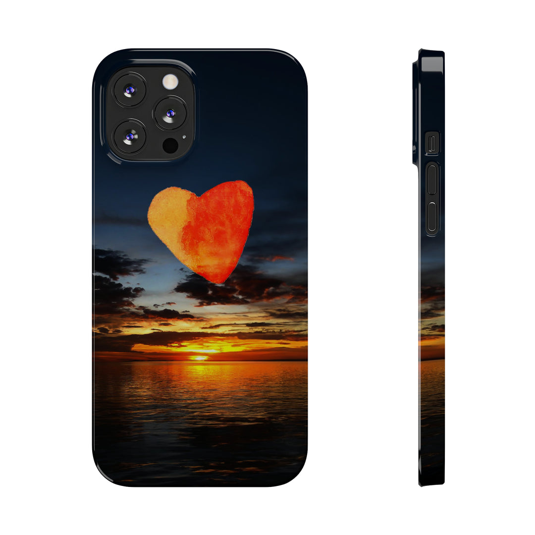 Slim Cute Phone Cases for Iphone - | iPhone 15 Case | iPhone 15 Pro Max Case, Iphone 14 Case, Iphone 14 Pro Max, Iphone 13, Rising Heart Sunset - Studio40ParkLane
