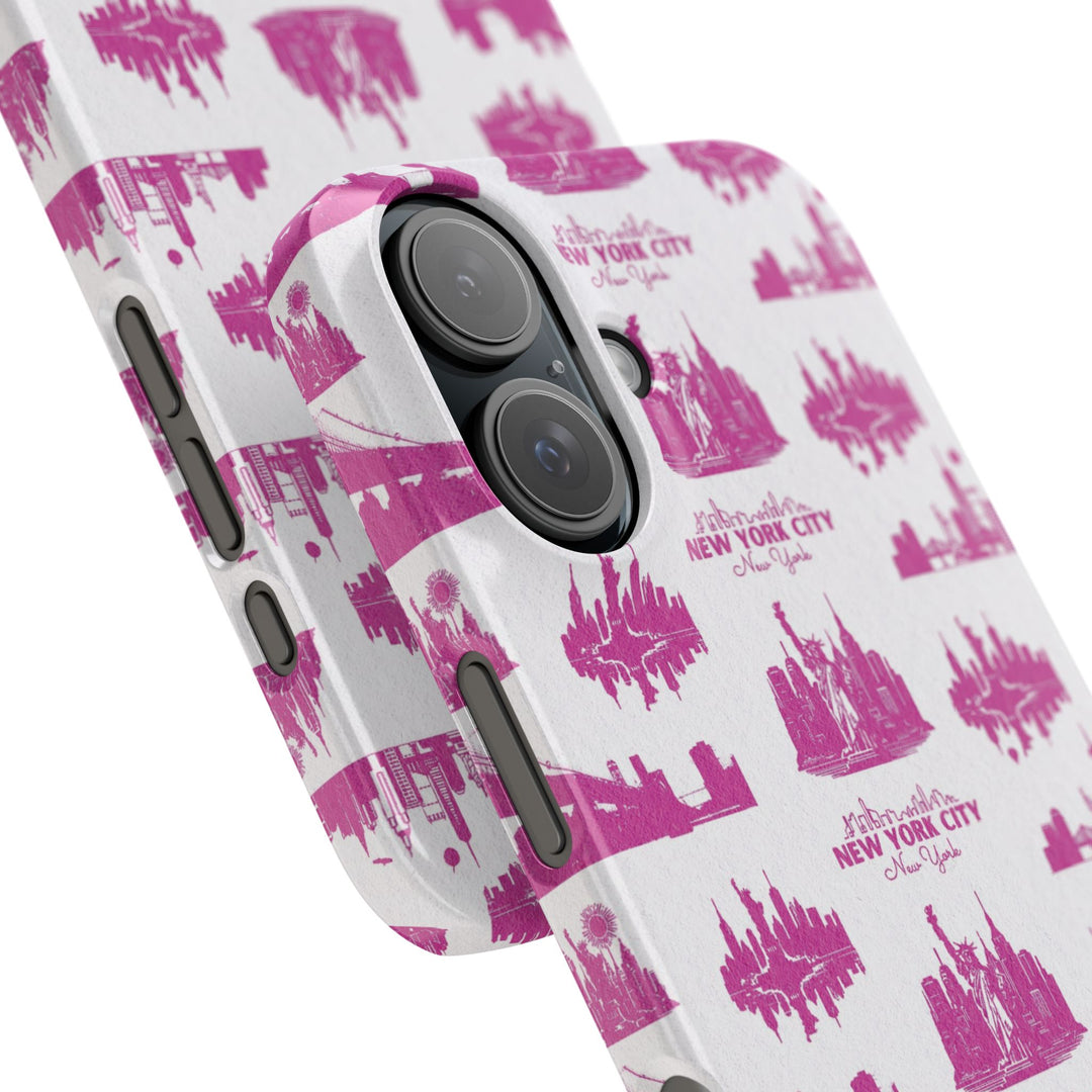 Slim New York Skyline Pink Collage Coquette Gift for Her Cute Phone Cases for Iphone 16 Pro Max | iPhone 15 Case | iPhone 15 Pro Max Case, Iphone 14, Iphone 14 Pro Max, Iphone 13 12 11 8 7 - Studio40ParkLane