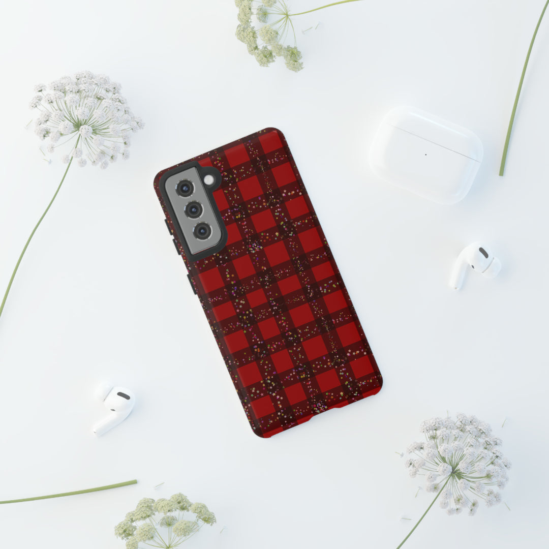 Samsung Phone Cases, Designer Samsung Galaxy S23 Phone Case, Samsung S22 Case, Samsung S21 Case, Samsung S20 Case, Red Festive Plaid - Studio40ParkLane