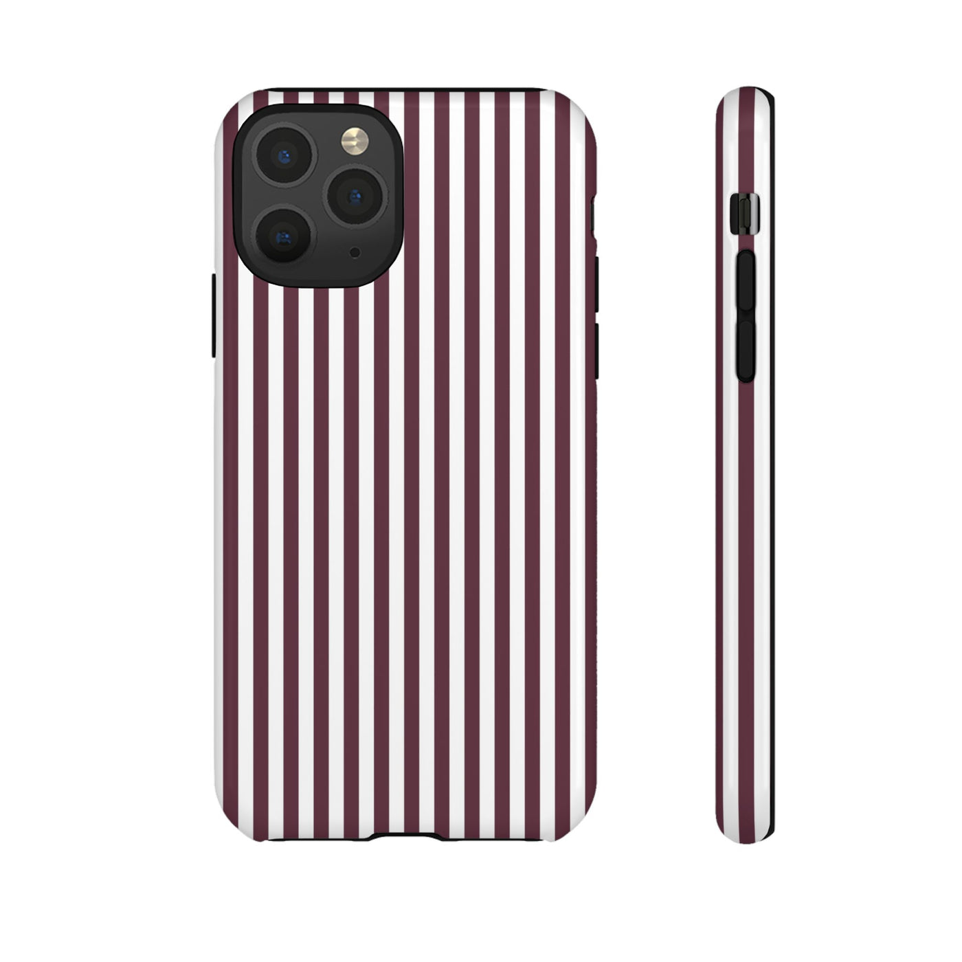 Tough Premium Burgundy Stripes Phone Case Gift for Her - For Apple iPhone 16 Pro Max 16e iPhone 15 Pro iPhone Iphone 14 Plus 13 Pro 12 SE XR - Studio40ParkLane