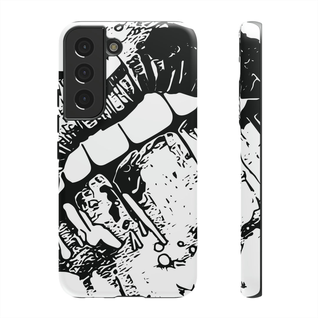Cute Samsung Phone Case | Aesthetic Samsung Phone Case | Smile Lips Black White | Galaxy S23, S22, S21, S20 | Luxury Double Layer | Cool - Studio40ParkLane