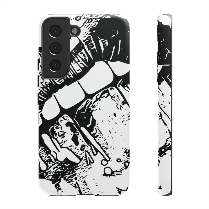 Cute Samsung Phone Case | Aesthetic Samsung Phone Case | Smile Lips Black White | Galaxy S23, S22, S21, S20 | Luxury Double Layer | Cool - Studio40ParkLane
