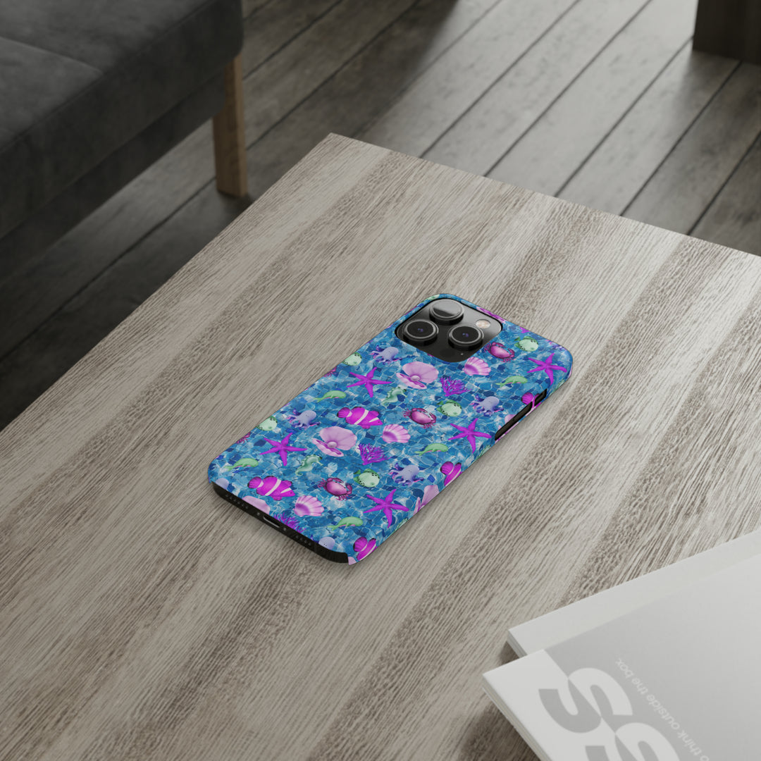 Slim Cute Phone Cases for Iphone - | iPhone 15 Case | iPhone 15 Pro Max Case, Iphone 14 Case, Iphone 14 Pro Max, Iphone 13, Blue Pink Under Sea - Studio40ParkLane
