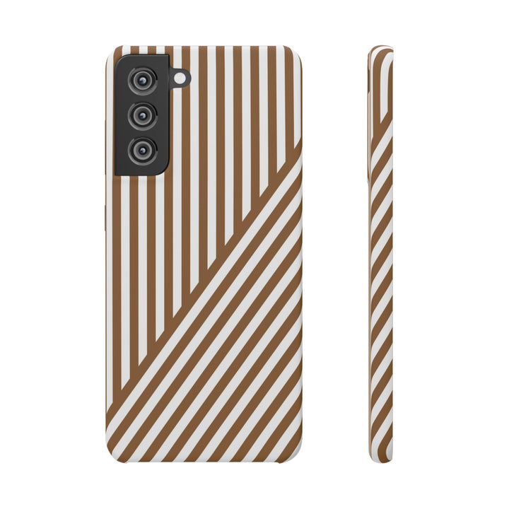 Aesthetic Mocha Brown Stripes Cute Phone Case Sleek Snap - For iPhone 17 Pro Max iPhone 16 Pro iPhone 15 Iphone 14 Plus 13 Pro 12 11 10 Gift - Studio40ParkLane