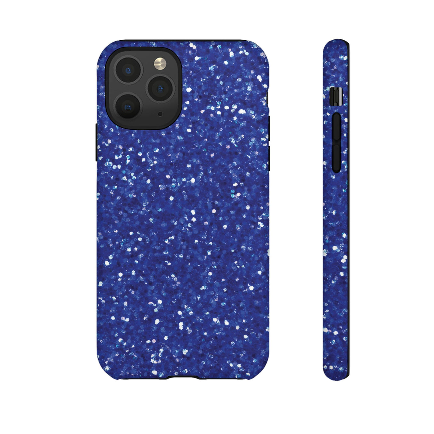 Chic Blue Faux Play on Glitter Effect Cute Phone Case, for IPhone 16 pro Max | Iphone 15, Iphone 14, IPhone 13 Case, 11 8 7, Samsung Galaxy S24, S23, S22, S21, 2 Layer Protection