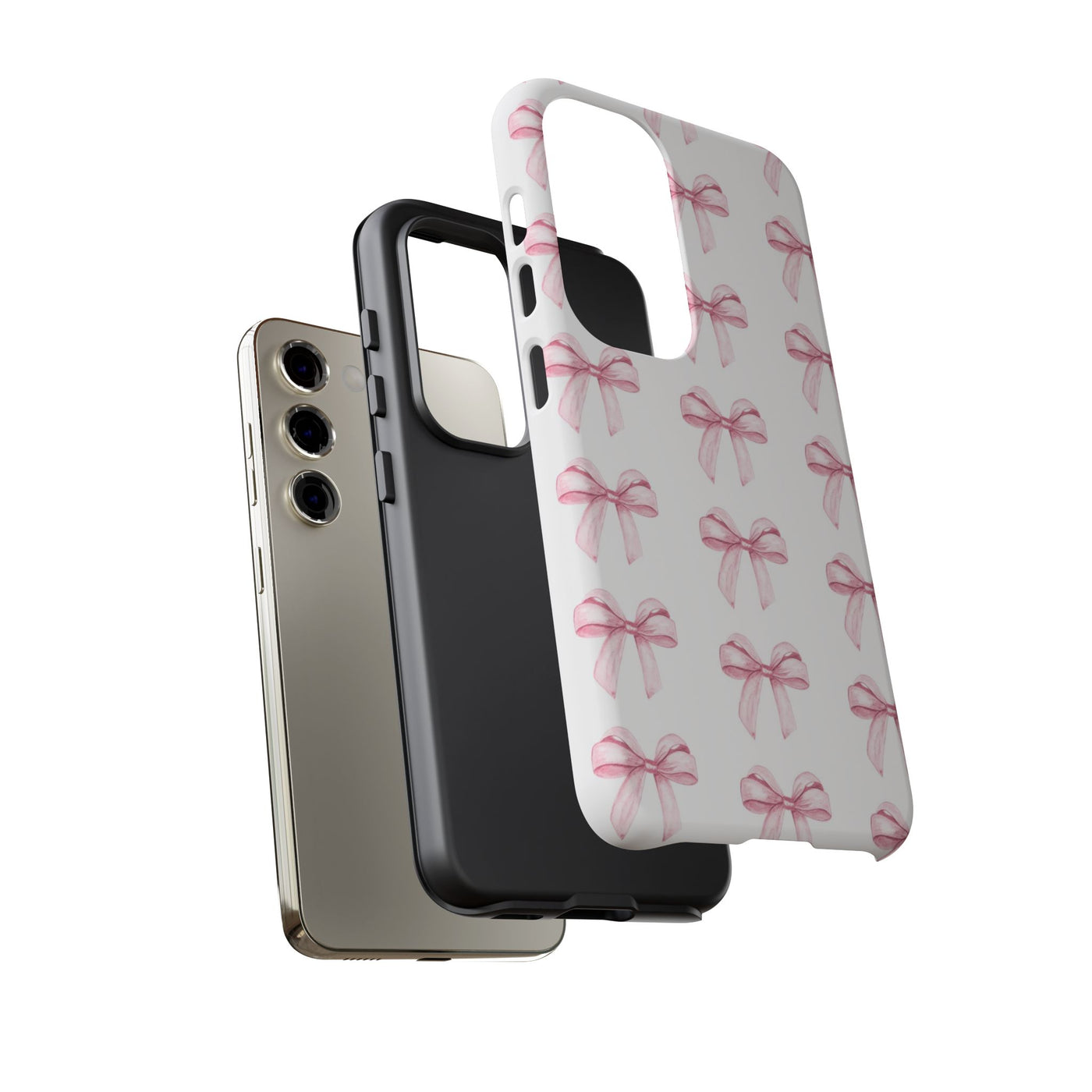 Pink Bows Cute Phone Case, for IPhone 16 Pro Max | Iphone 15, Iphone 14, IPhone 13 Case, 11 8 7, Samsung Galaxy S24, S23, S22, S21, 2 Layer Protection