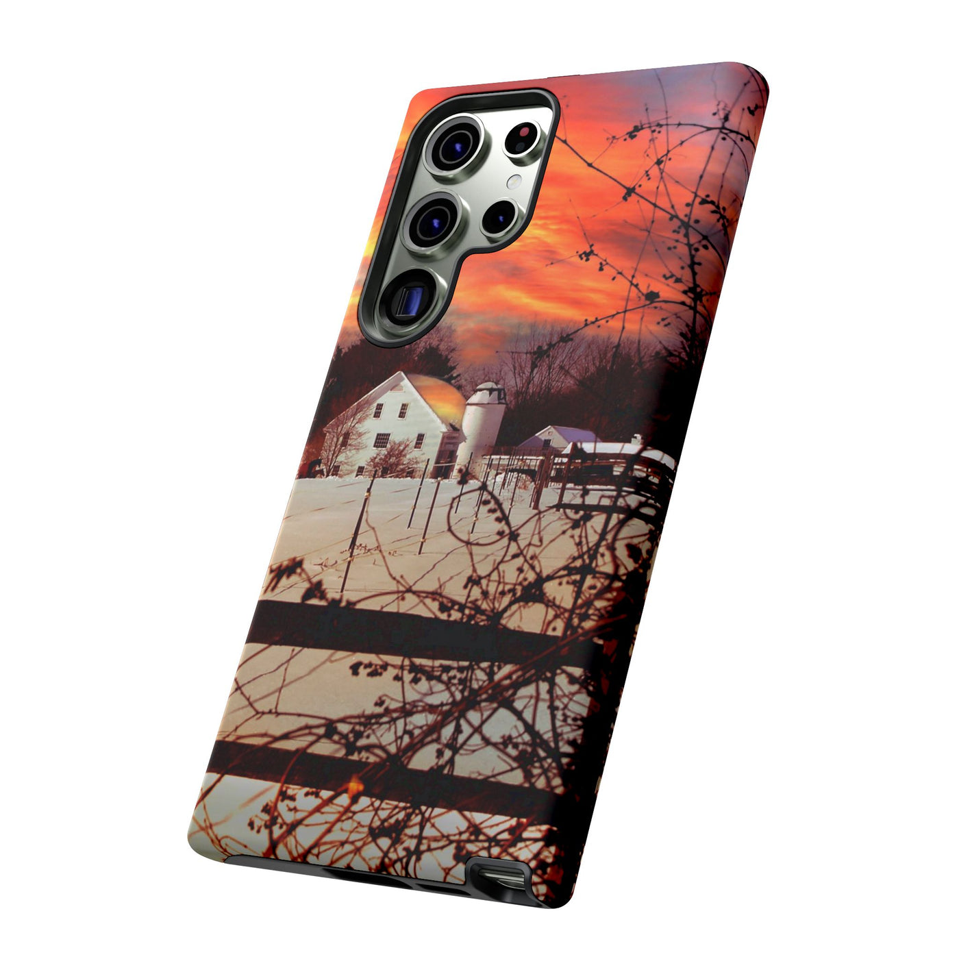 Impact Resistant, Winter Sunset Cute Phone Cases for Samsung S24, S23, S22, S21, IPhone 15 pro Iphone 14 pro Iphone 13 IPhone 12 Iphone 11