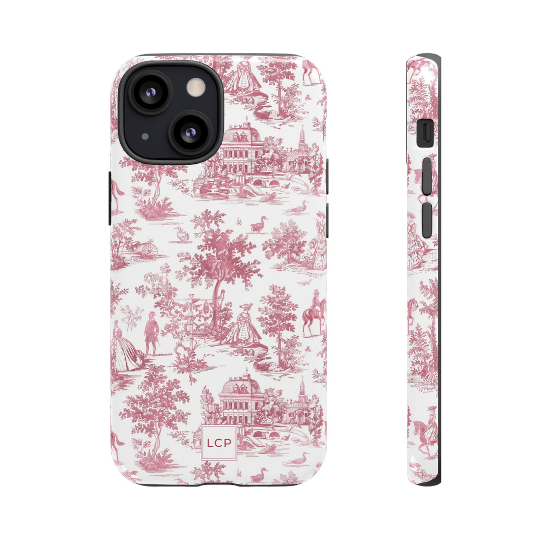 Personalized Custom French Toile Tough Cute Phone Case For Apple iPhone 18, 17, 16, 15 14, Pro Max, Samsung Galaxy S26, S25, S24 Plus Ultra