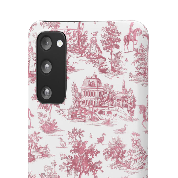 Sleek Snap Pink French Toile Cute Phone Case for iPhone 16 15 14 13 12 11 X Xs Max Xr Pro Plus Samsung Galaxy S24 S23 S22 S21 S20 Note Ultra