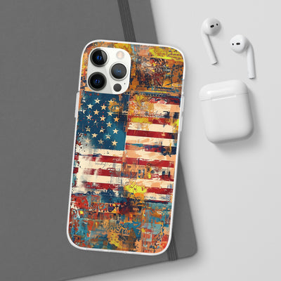 Cute Flexi Phone Cases, US Flag Abstract, Compatible with Samsung Galaxy S23, Samsung S22, Samsung S21, Samsung S20, Galaxy S20 Ultra