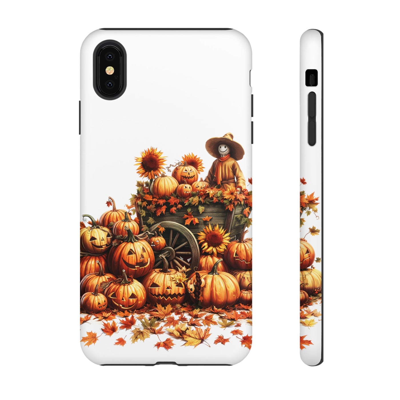 Impact Resistant, Fall Leaves Scarecrow, Cute Phone Cases for Samsung S24, S23, S22, S21, IPhone 15 pro Iphone 14 pro Iphone 13 IPhone 12 Iphone 11