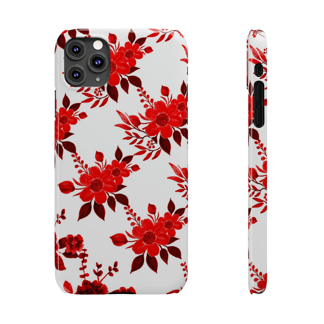 Slim Cute Phone Cases for Iphones - | iPhone 15 Case | iPhone 15 Pro Max Case, Iphone 14 Case, Iphone 14 Pro Max, Iphone 13, Red White Flowers - Studio40ParkLane