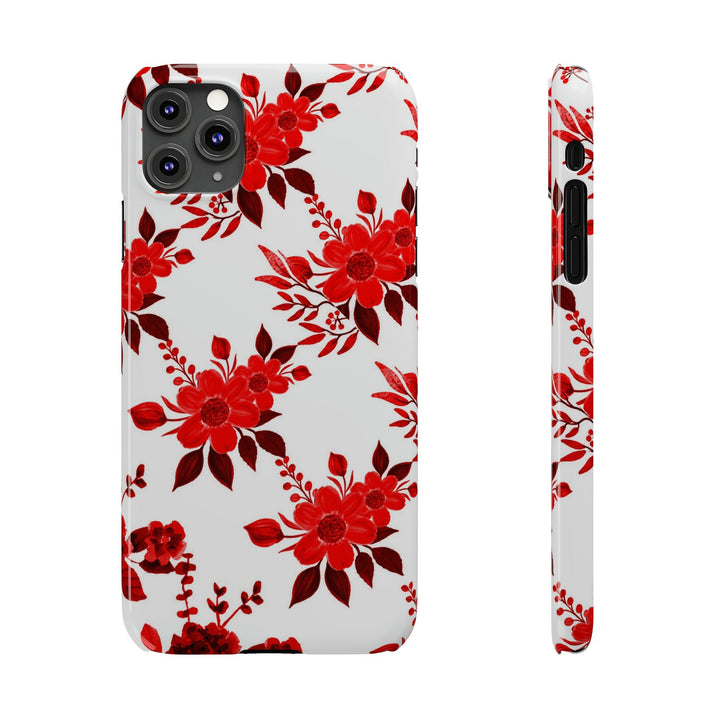 Slim Cute Phone Cases for Iphones - | iPhone 15 Case | iPhone 15 Pro Max Case, Iphone 14 Case, Iphone 14 Pro Max, Iphone 13, Red White Flowers - Studio40ParkLane