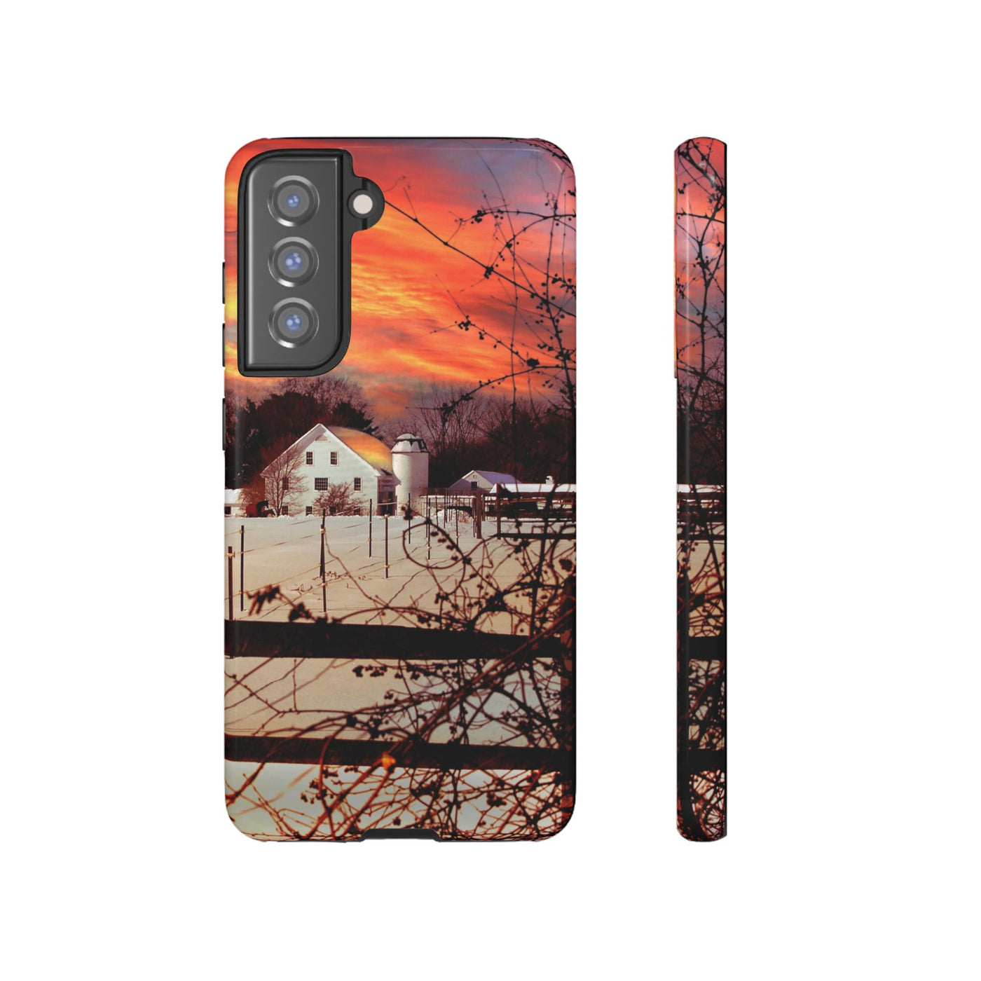 Impact Resistant, Winter Sunset Cute Phone Cases for Samsung S24, S23, S22, S21, IPhone 15 pro Iphone 14 pro Iphone 13 IPhone 12 Iphone 11