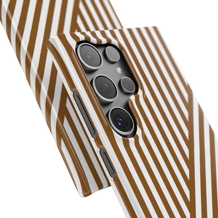 Aesthetic Mocha Brown Stripes Cute Phone Case Sleek Snap - For iPhone 17 Pro Max iPhone 16 Pro iPhone 15 Iphone 14 Plus 13 Pro 12 11 10 Gift - Studio40ParkLane