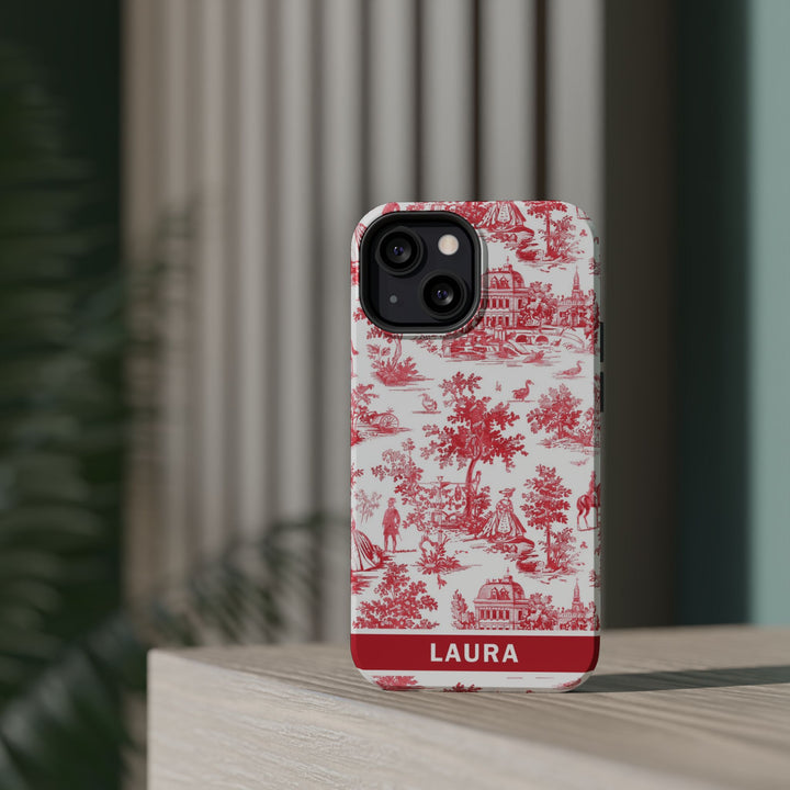 Magsafe French Toile Personalized Initial Custom Gift for Her Cute Phone Cases for Iphone 16 Pro Max | iPhone 15 Case | iPhone 15 Pro Max Case, Iphone 14, 13, 12, 11, 10, 8, 7 - Studio40ParkLane