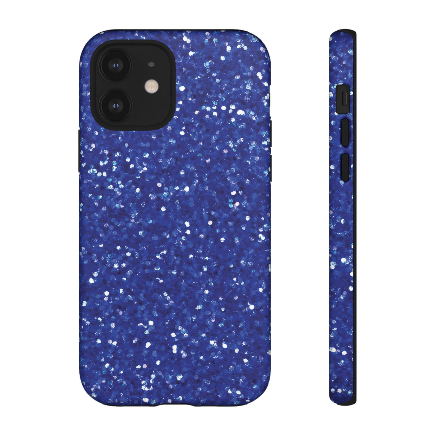 Chic Blue Faux Play on Glitter Effect Cute Phone Case, for IPhone 16 pro Max | Iphone 15, Iphone 14, IPhone 13 Case, 11 8 7, Samsung Galaxy S24, S23, S22, S21, 2 Layer Protection