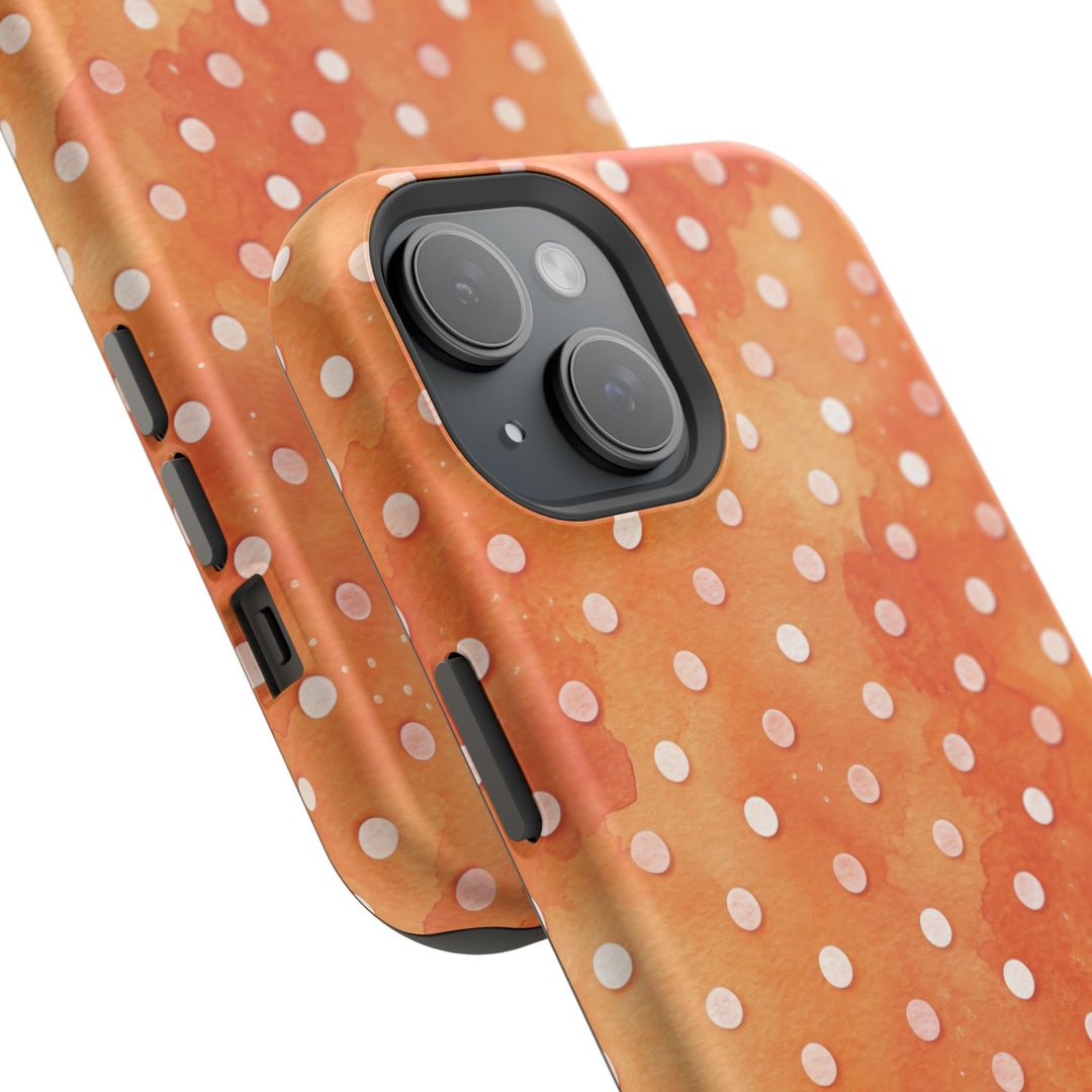 Aesthetic Tough Magsafe Orange Polka Dots Phone Case - For iPhone 17 Pro Max iPhone 16 Pro iPhone 15 Iphone 14 Plus 13 Pro 12 11 10 XR - Studio40ParkLane
