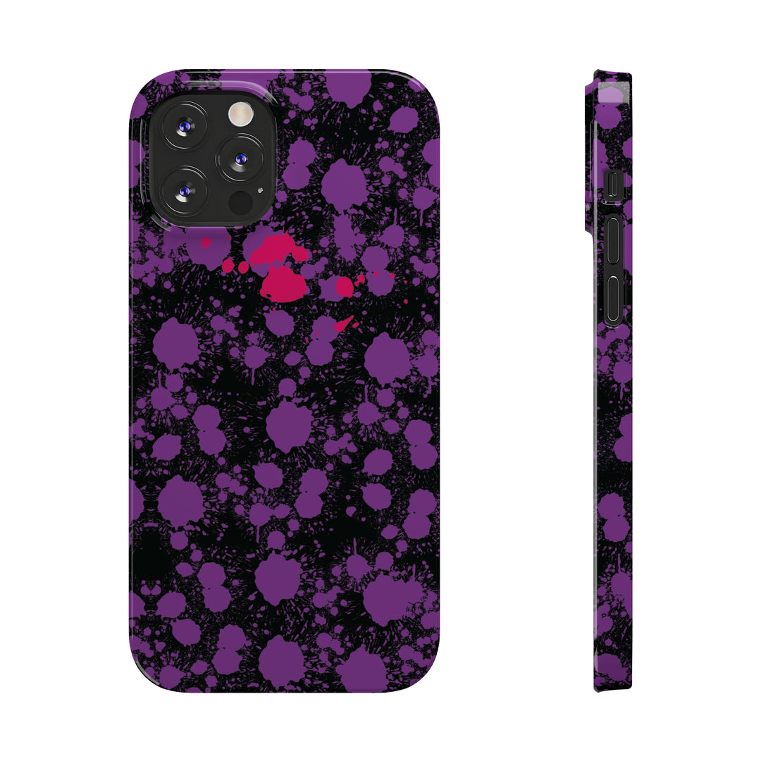 Slim Cute Phone Cases for Iphone - | iPhone 15 Case | iPhone 15 Pro Max Case, Iphone 14 Case, Iphone 14 Pro Max, Iphone 13, Purple Pink Paint Blots Splash - Studio40ParkLane