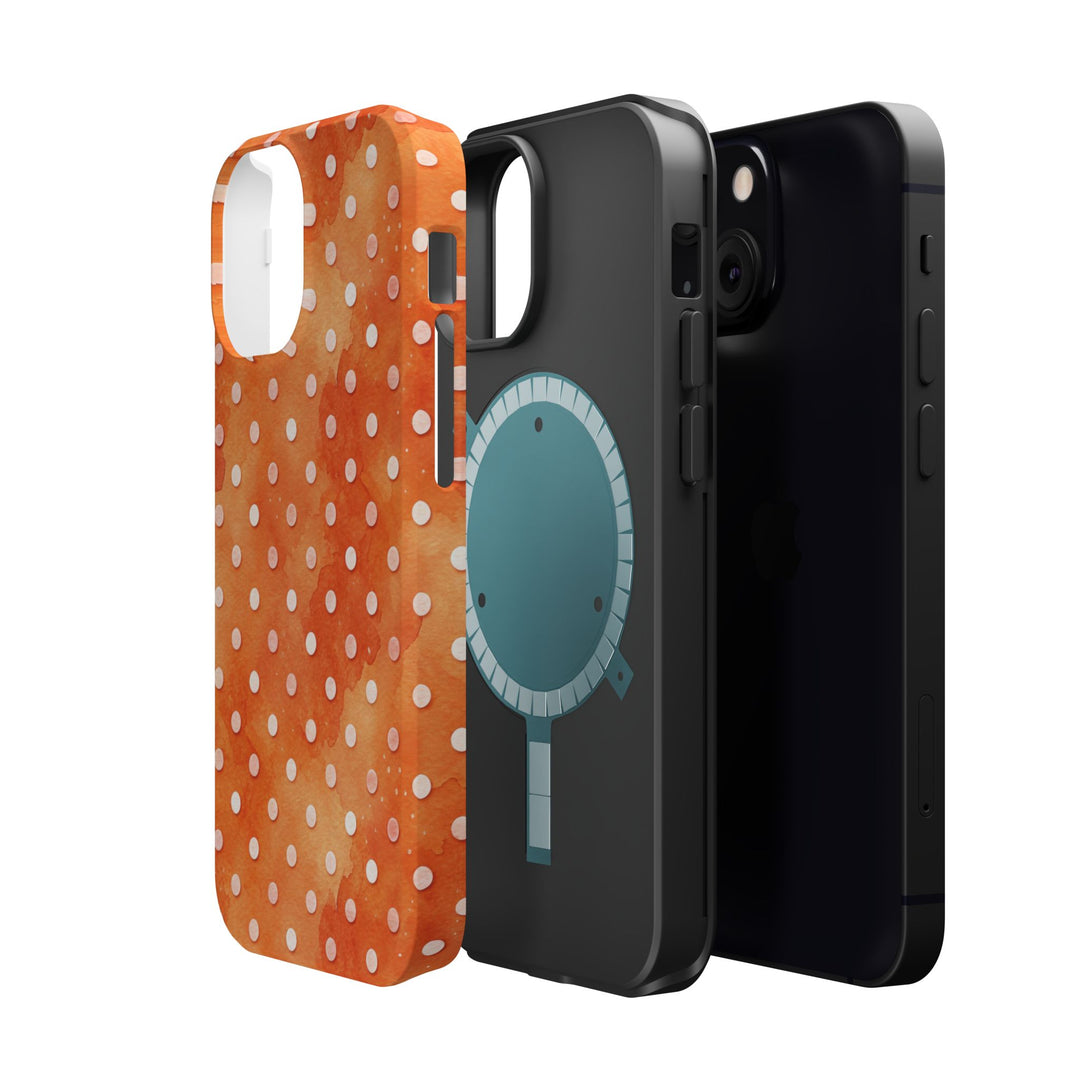Aesthetic Tough Magsafe Orange Polka Dots Phone Case - For iPhone 17 Pro Max iPhone 16 Pro iPhone 15 Iphone 14 Plus 13 Pro 12 11 10 XR - Studio40ParkLane