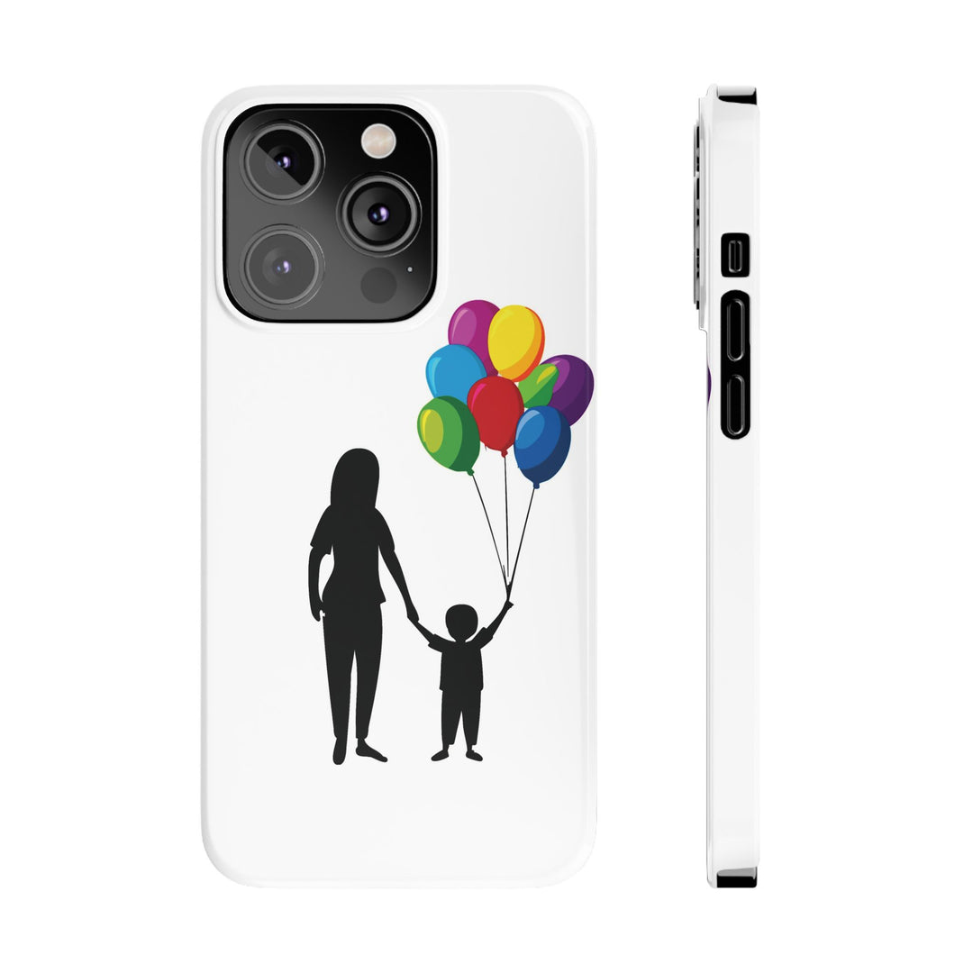 Slim Mother Child Balloons Gift for Her Cute Phone Cases for Iphone 16 Pro Max | iPhone 15 Case | iPhone 15 Pro Max Case, Iphone 14, 13, 12, 11, 10, 8, 7 - Studio40ParkLane