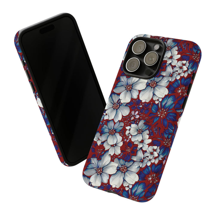Cute IPhone Case | Red Blue Flowers, iPhone 15 Case | iPhone 15 Pro Case, Iphone 14 Case, Iphone 14 Pro Max Case, Protective Iphone Case - Studio40ParkLane