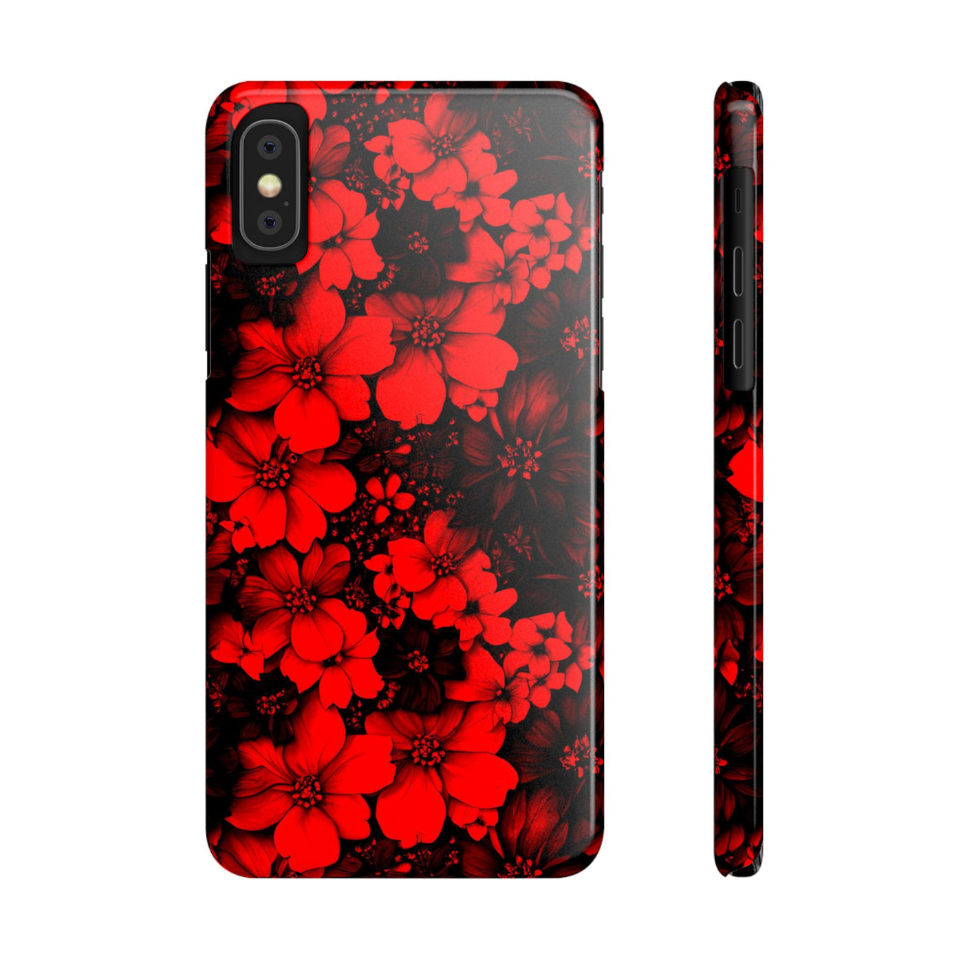 Slim Cute Phone Cases for Iphone - | iPhone 15 Case | iPhone 15 Pro Max Case, Iphone 14 Case, Iphone 14 Pro Max, Iphone 13, Red Black Flowers