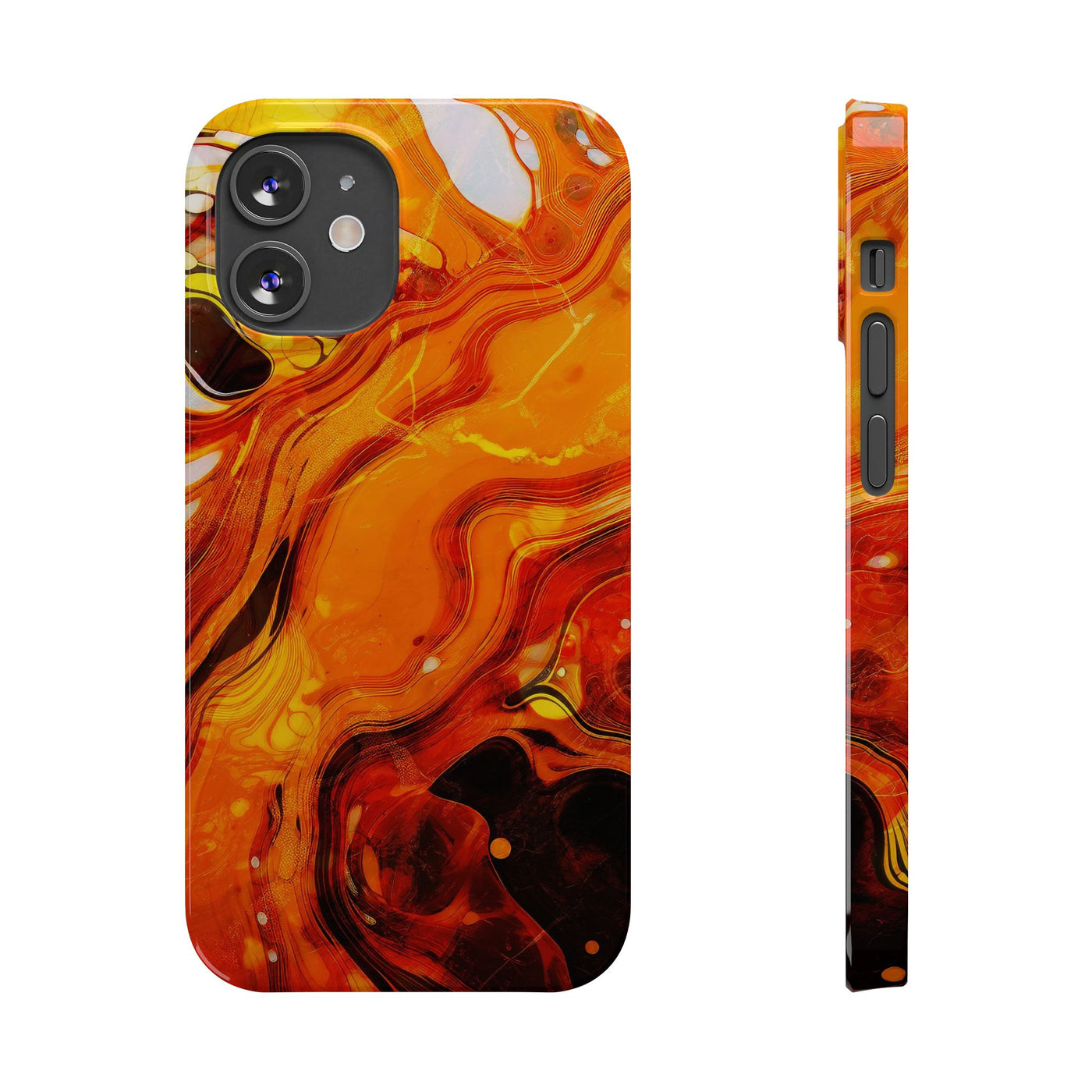 Slim Cute Phone Cases for Iphone - | iPhone 15 Case | iPhone 15 Pro Max Case, Iphone 14 Case, Iphone 14 Pro Max, Iphone 13, Marble Orange Yellow