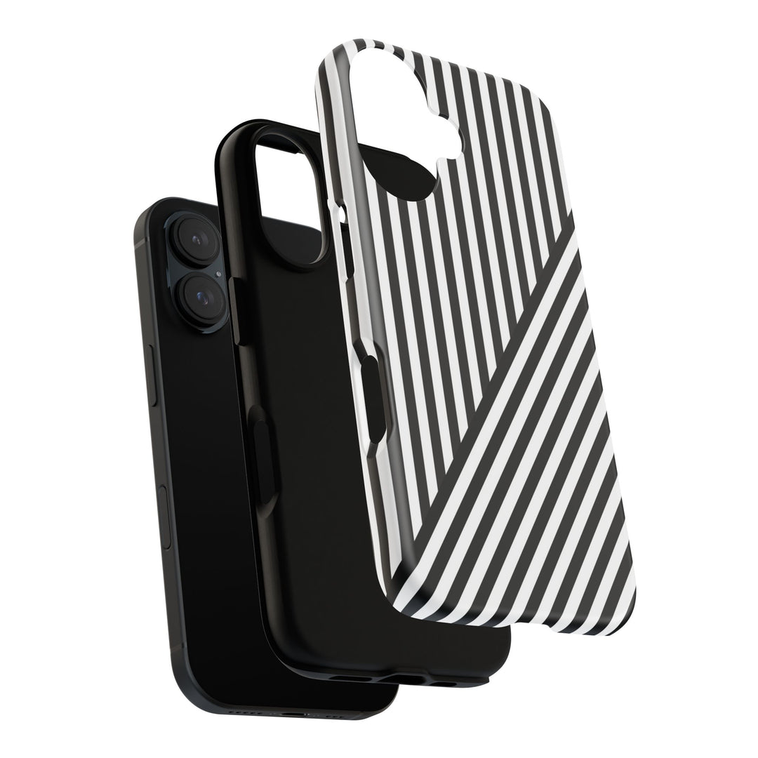 Aesthetic Tough Black White Stripes Phone Case - For iPhone 17 Pro Max iPhone 16 Pro iPhone 15 Iphone 14 Plus 13 Pro 12 11 10 XR - Studio40ParkLane
