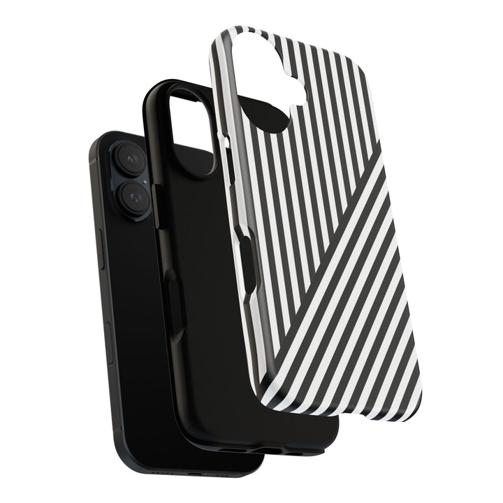 Aesthetic Tough Black White Stripes Phone Case - For iPhone 17 Pro Max iPhone 16 Pro iPhone 15 Iphone 14 Plus 13 Pro 12 11 10 XR - Studio40ParkLane
