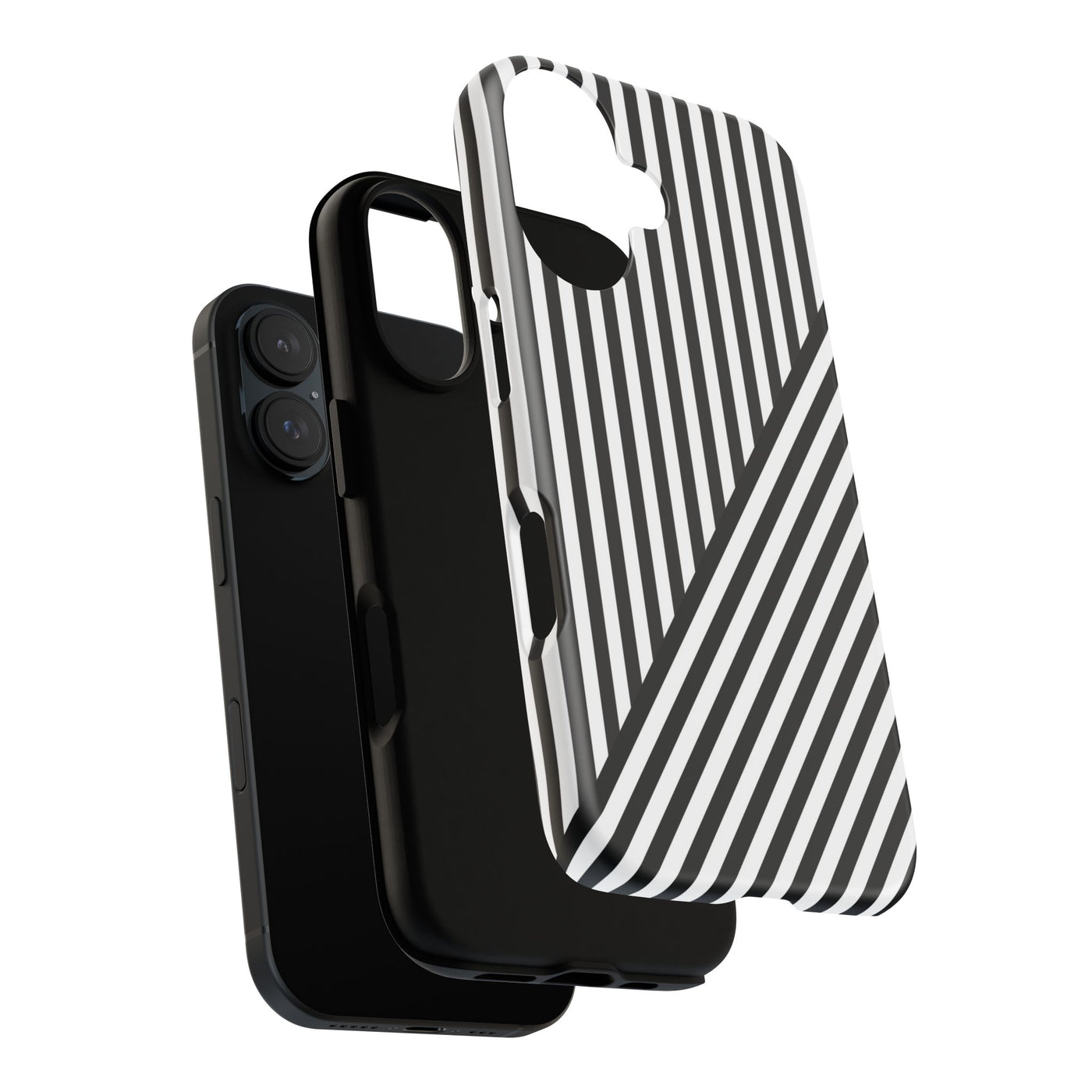 Aesthetic Tough Black White Stripes Phone Case - For iPhone 17 Pro Max iPhone 16 Pro iPhone 15 Iphone 14 Plus 13 Pro 12 11 10 XR - Studio40ParkLane