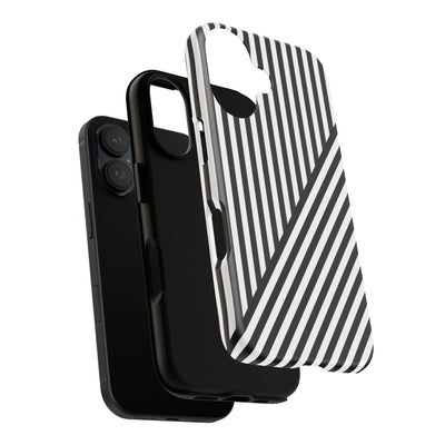 Aesthetic Tough Black White Stripes Phone Case - For iPhone 17 Pro Max iPhone 16 Pro iPhone 15 Iphone 14 Plus 13 Pro 12 11 10 XR - Studio40ParkLane