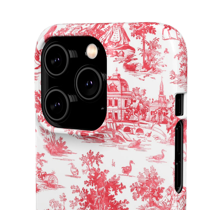 Snap French Toile Personalized Initial Custom Gift for Her Cute Phone Cases for Samsung S24, S23, S22, S21, S20, Plus and Ultra and Iphone, 16, 15, 14, 13, 12, 11. 10 - Studio40ParkLane