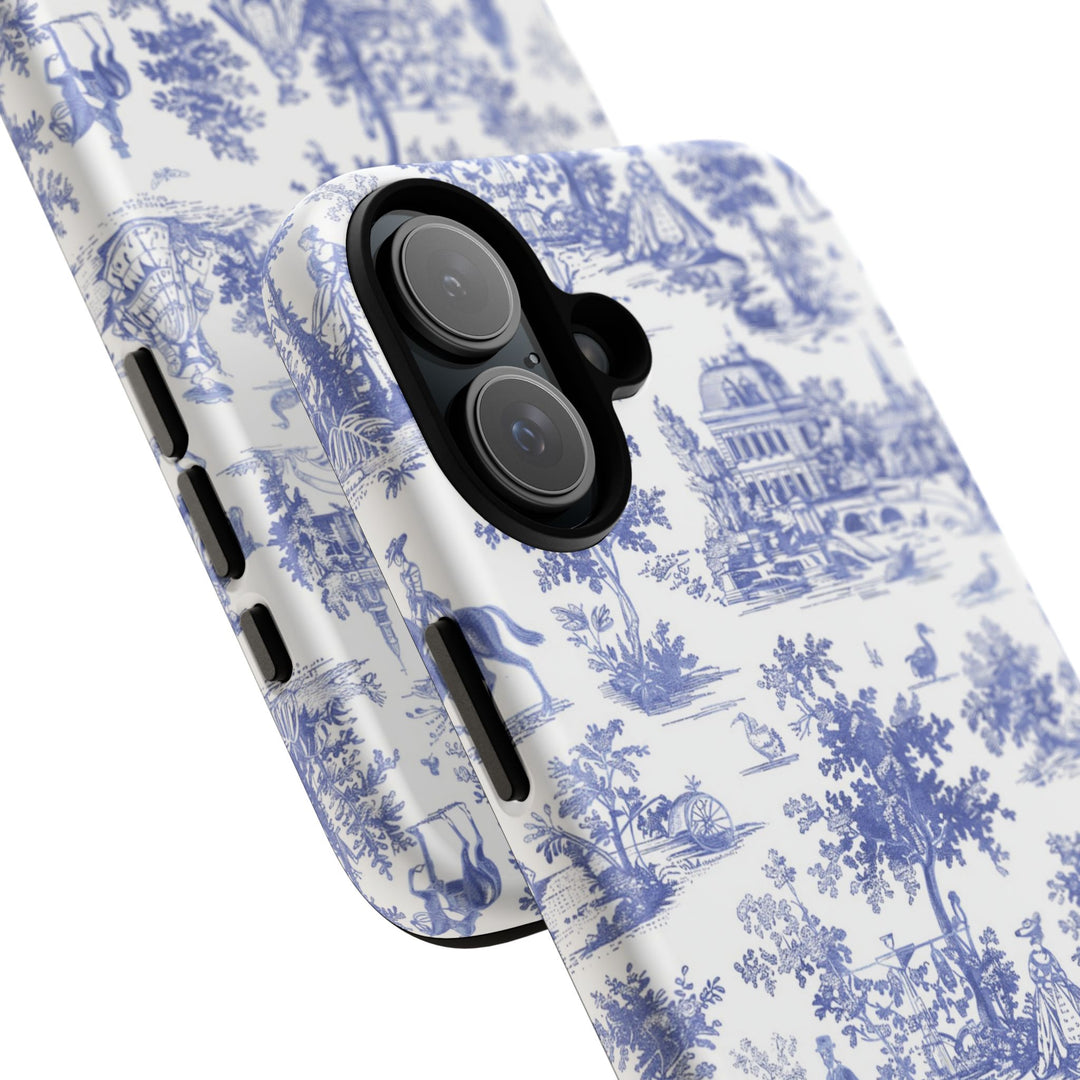 French Toile Blue Coquette Tough Phone Case - For iPhone 17 Pro Max iPhone 16 Pro Case iPhone Iphone 15 Case 14 13 12 11 Cute Phone Case - Studio40ParkLane