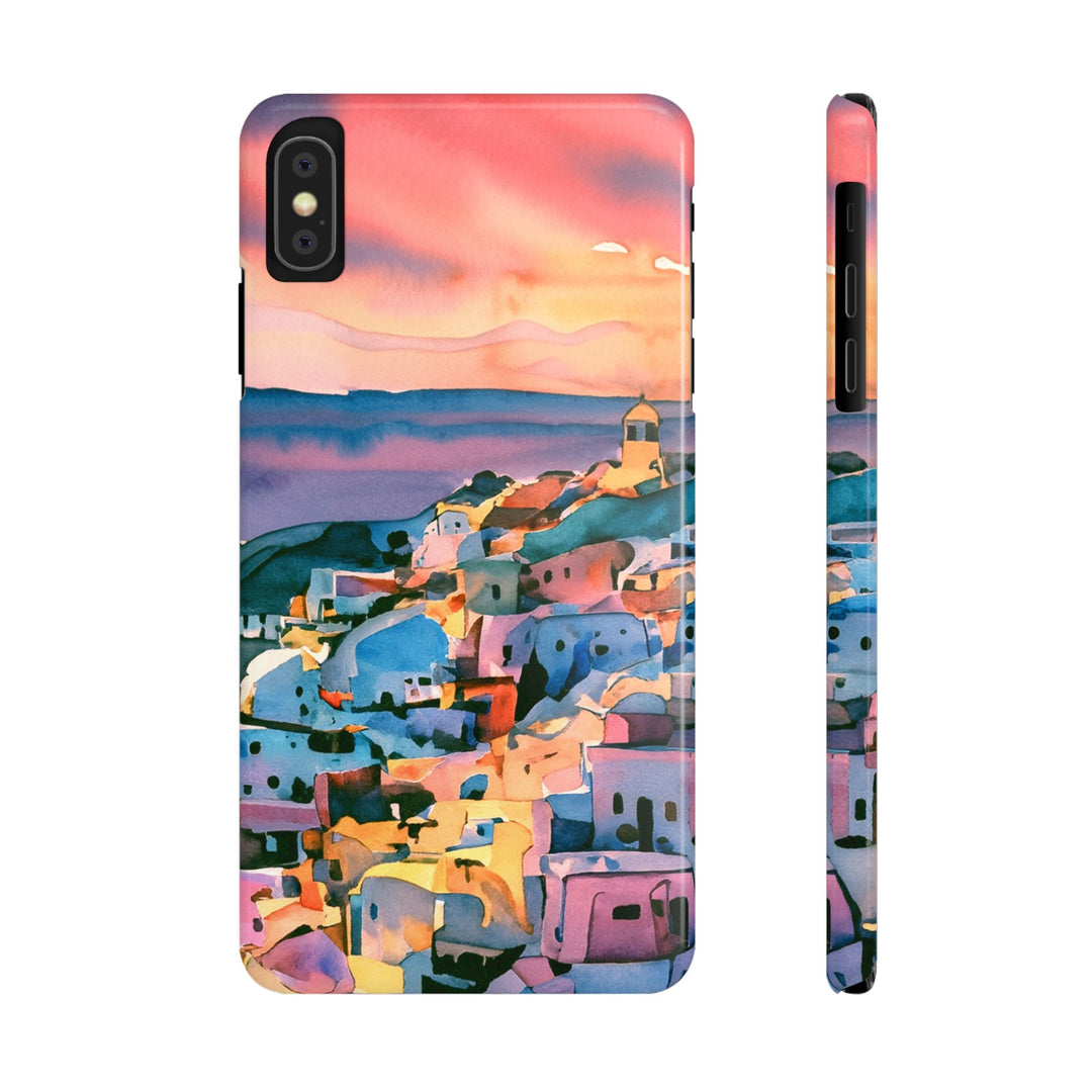 Slim Cute Phone Cases for Iphone | iPhone 15 Case | iPhone 15 Pro Max Case, Iphone 14, Iphone 14 Pro Max, Iphone 13, Colorful Greek House Watercolor - Studio40ParkLane