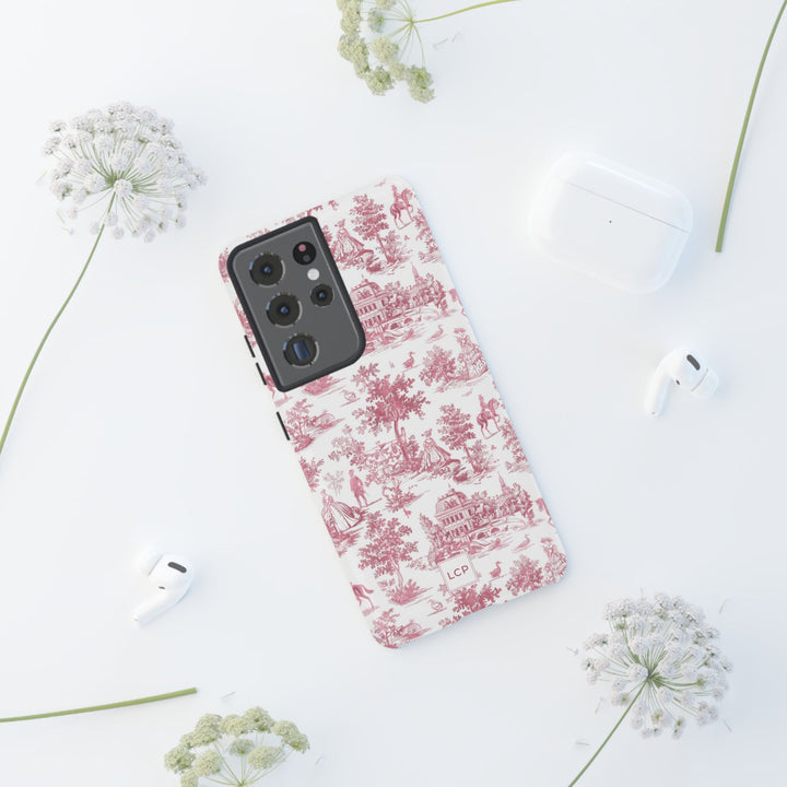 Personalized Custom French Toile Tough Cute Phone Case For Apple iPhone 18, 17, 16, 15 14, Pro Max, Samsung Galaxy S26, S25, S24 Plus Ultra